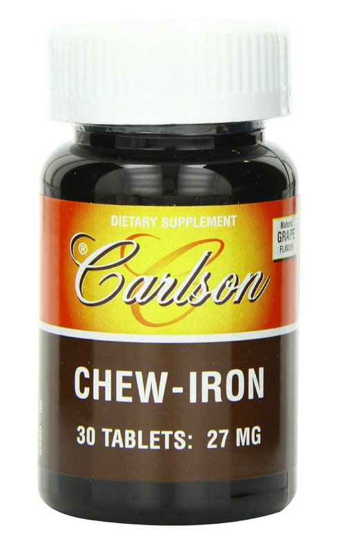 Carlson Labs Chew Iron viên nhai bổ sung sắt hương vị nho