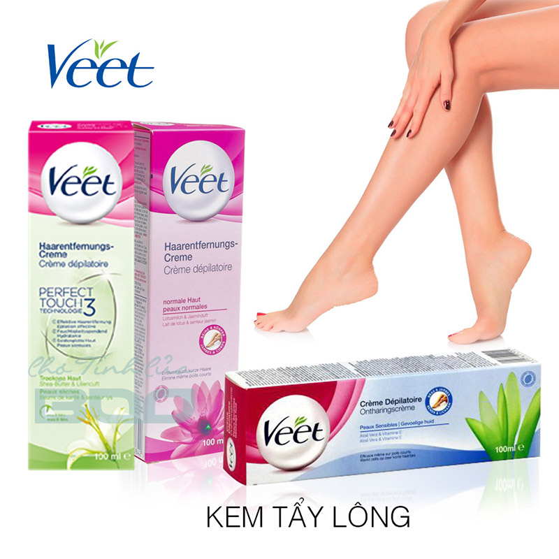 Kem tẩy lông Veet Lô hội và vitamin E cho da nhạy cảm của Pháp tuýp 100ml hình 1