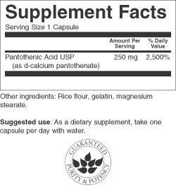 Viên uống bổ sung vitamin b5 swanson pantothenic acid 250mg, 250 viên - mỹ