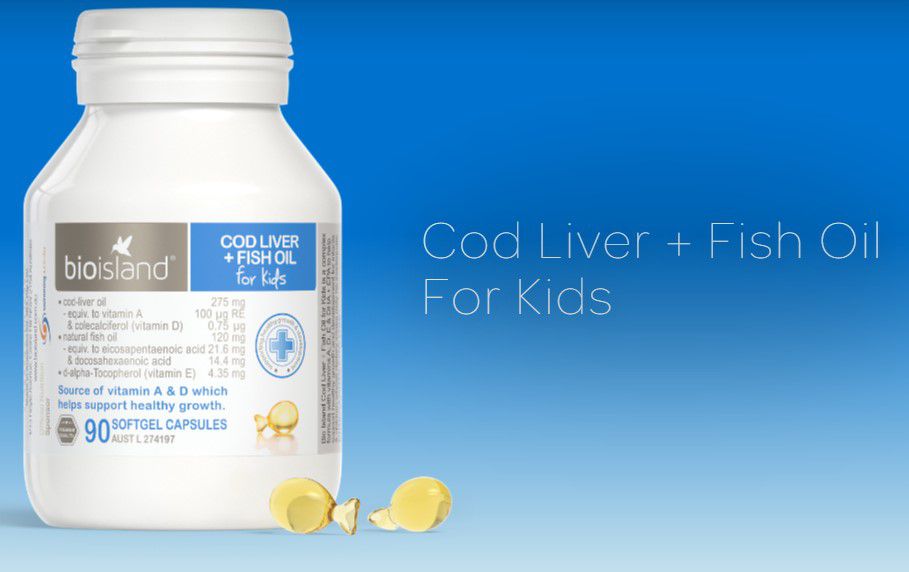 Dầu cá cod liver fish oil bio island, 90 viên