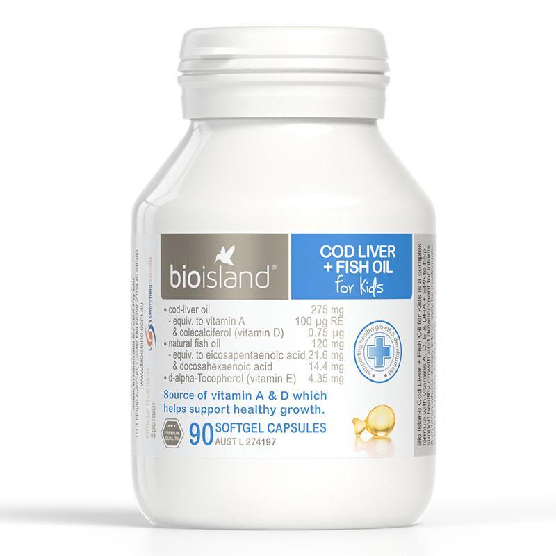 Dầu cá cod liver fish oil bio island, 90 viên
