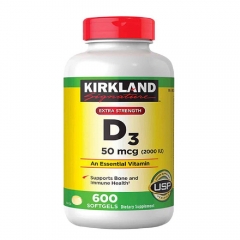 Viên uống Vitamin D3 2000 IU Kirkland hộp 600 viên phòng chống còi xương, loãng xương, nâng cao hệ miễn dịch của cơ thể