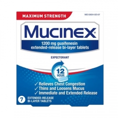 Mucinex Maximum Strength 7 viên -  Hỗ trợ cắt cơn ho có đàm, tức ngực.