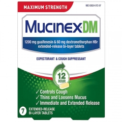 Mucinex DM Maximum Strength 7 viên - Hỗ trợ giảm nhanh ho và long đờm.