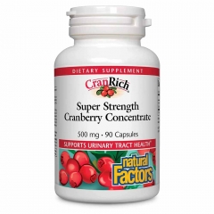 Viên Uống Hỗ Trợ Sức Khỏe Đường Tiết Niệu Natural Factors CranRich Super Strength Cranberry Concentrate 500 mg 90 Viên Của Mỹ