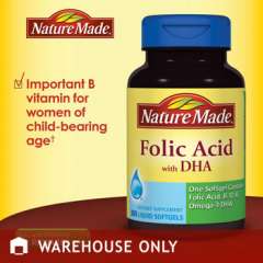 Nature Made Folic Acid With DHA 600mcg 300 viên: giúp bổ sung Folic Acid và DHA cho phụ nữ mang thai