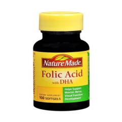 Nature Made Folic Acid With DHA 600mcg 300 viên: giúp bổ sung Folic Acid và DHA cho phụ nữ mang thai