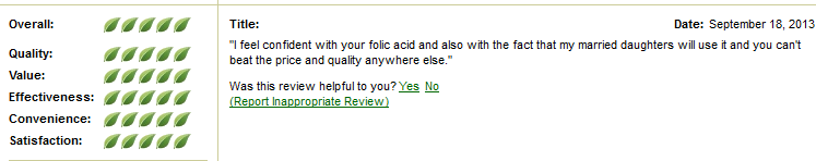 Nhận xét người dùng Swanson folic acid