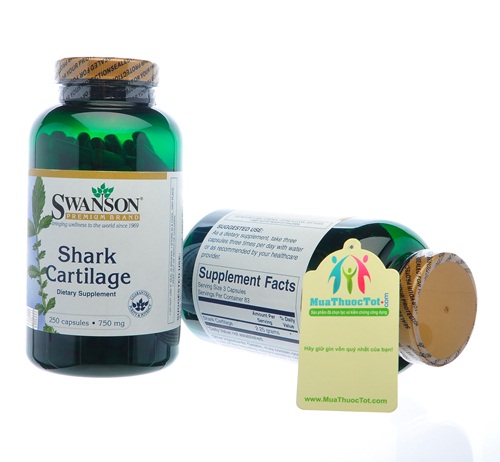 Swanson Shark Cartilage 250 viên, 750 mg với chiết xuất từ xương và sụn của vi cá mập