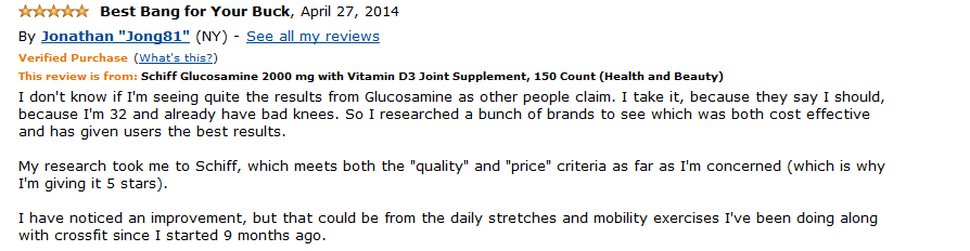 Đánh giá người dùng Schiff Glucosamine 2500 mg Plus Vitamin D3