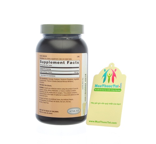 Gnc natural brand shark cartilage 750 mg - viên uống bổ xương vi sụn cá mập 180 viên
