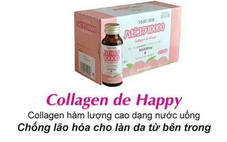 Collagen de happy 10000mg dạng nước giúp ngăn chặn quá trình lão hóa cơ thể, hộp 10 chai