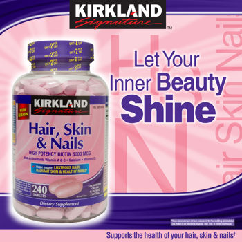 Kirkland signature™ hair, skin & nails – viên uống chăm sóc toàn diện cho bộ ba da móng tóc hiệu quả, 240 viên