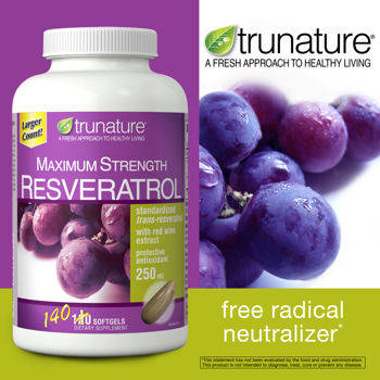 Trunature® Maximum Strength Resveratrol chiết xuất tự nhiên từ rượu nho, chống oxy hóa