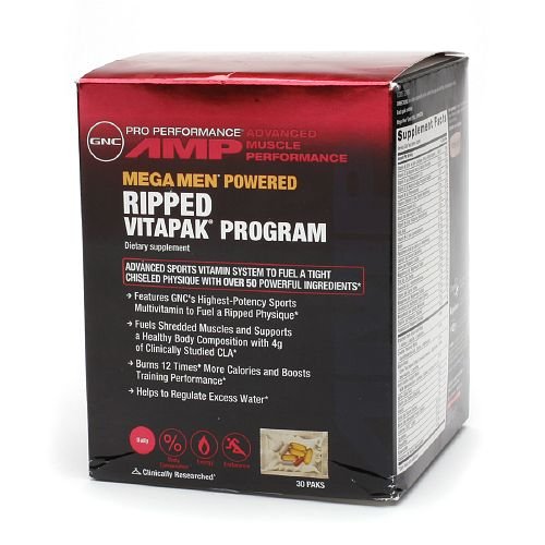 Gnc mega men ripped vitapak – bổ sung vitamin, tăng cường khoáng chất cho vận động viên chuyên nghiệp, 30 gói