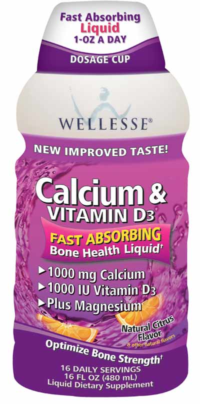 Wellesse Calcium & Vitamin D3 Natural Citrus Flavor Liquid Dietary Supplement bổ sung đầy đủ canxi, viatmin D3