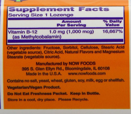 Viên uống tăng cường máu và hỗ trợ hệ thần kinh now foods methyl b-12 1000mcg, 100 viên