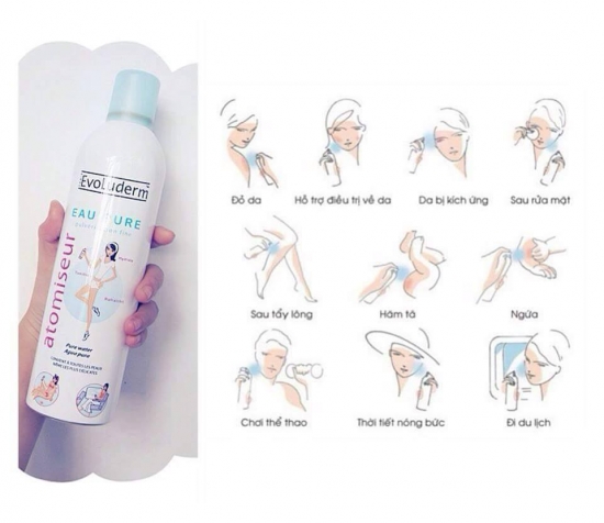 Khoáng xịt dưỡng da giữ Ẩm của pháp evoluderm eau pure 150ml