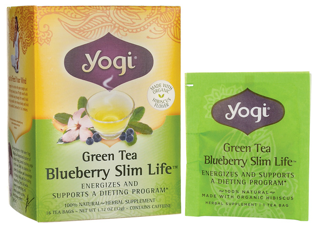 Trà xanh yogi herbal tea green slim life blueberry 16 gói - thức uống dành cho người ăn kiêng, giải pháp làm tan mỡ an toàn, bảo vệ sức khỏe