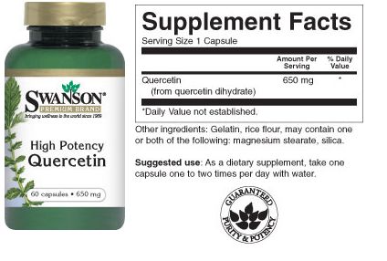 Viên uống miễn dịch, chống lão hóa high potency quercetin thương hiệu swanson mỹ 60 viên