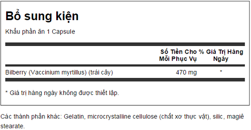 Viên uống bổ mắt bilberry fruit 470 mg thương hiệu swanson của mỹ 100 viên