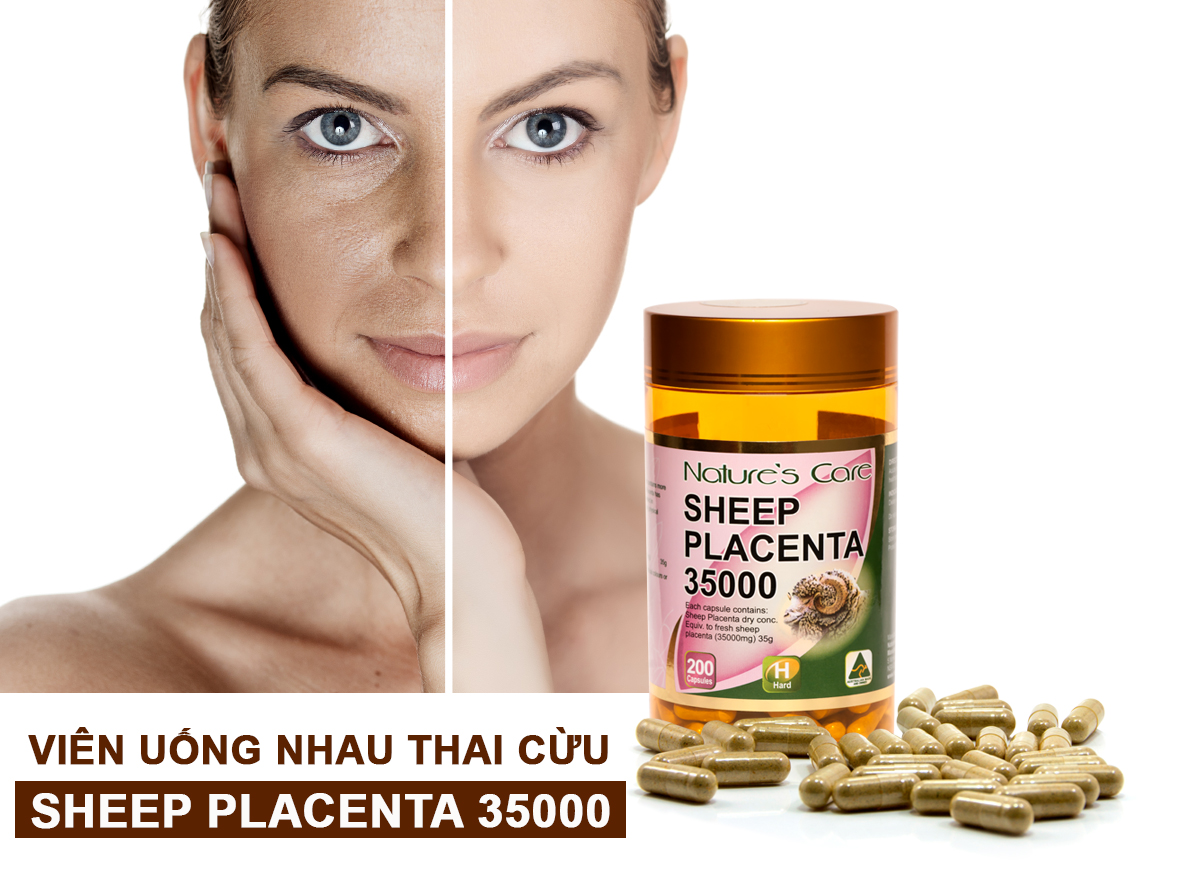 Viên uống đẹp da nhau thai cừu nature care sheep placenta 35000mg 200 viên