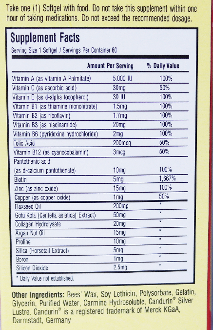 Viên uống bổ tóc, da và móng extra strength hair, skin and nails 60 viên