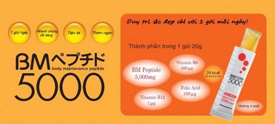 2. collagen nhật bản dạng thạch bm peptide 5000