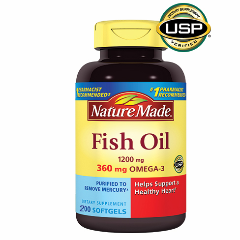 Viên uống bảo vệ tim mạch của mỹ nature made fish oil 1200mg omega 3 200 viên