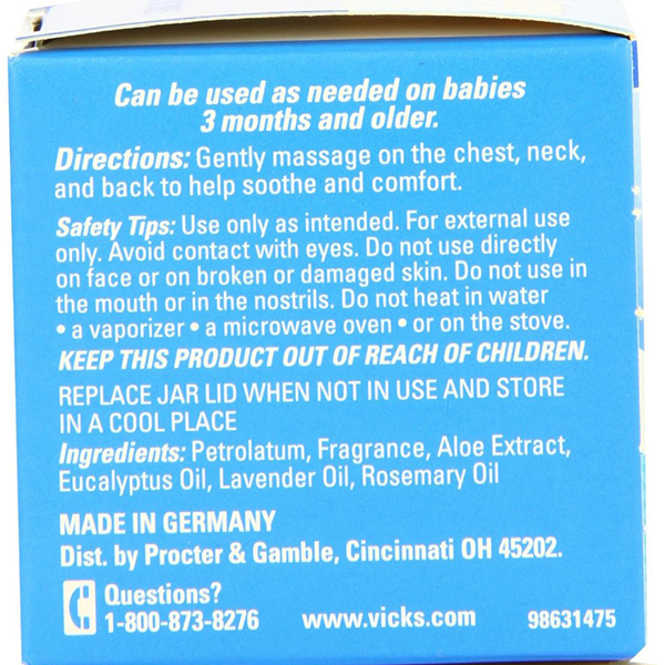 Dầu bôi ấm ngực cho bé 3 tháng tuổi vicks babyrub 50g