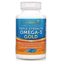 Nutri Gold Triple Strength Omega-3, DHA & EPA: Viên Hỗ trợ sức khỏe Tim Mạch - Não - Mắt, 60 viên