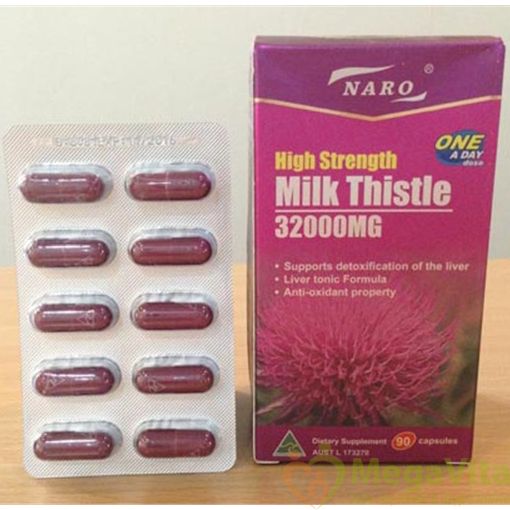 Viên uống mát gan, giải độc gan tốt nhất của mỹ naro high strength milk thistle 32000mg 90 viên