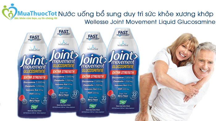 Nước uống bổ sung glucosamine, chondroitin, msm duy trì sức khỏe xương khớp: wellesse joint movement liquid glucosamine, 1000 ml