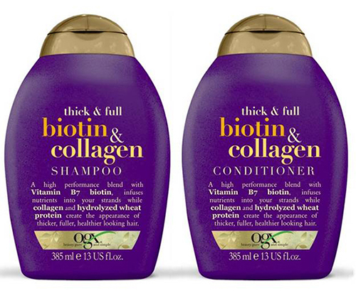 Bộ dầu gội và dầu xả ogx thick and full biotin and collagen 385ml – bí quyết thật sự của mái tóc dày và khỏe