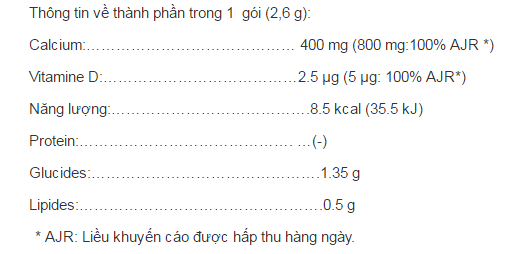 Bột uống tăng chiều cao cho trẻ từ 3 tuổi trở lên pediakid calcium croissance của pháp 14 gói x 2,6g