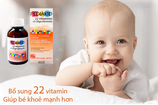 Siro bổ sung vitamin và khoáng chất cho bé từ 6 tháng tuổi trở lên pediakid 22 vitamines 125ml