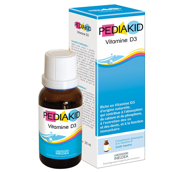 Siro cung cấp vitamin d3 cho bé từ 6 tháng tuổi trở lên pediakid vitamin d3 20ml