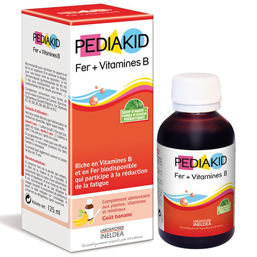Siro bổ sung sắt và vitamin b cho trẻ từ 6 tháng tuổi pediakid fer vitamins b 125ml