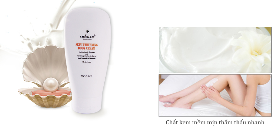 Kem dƯỠng rẮng da toÀn thÂn sakura skin whitening body cream 200g