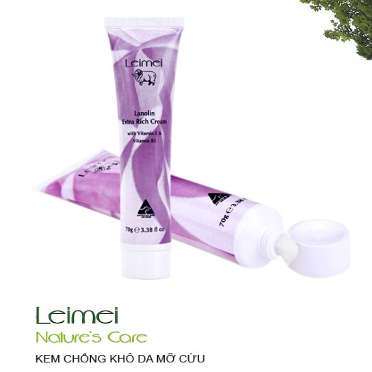 Kem mỡ cừu chống khô da nature care leimei lanolin extra rich cream 70g