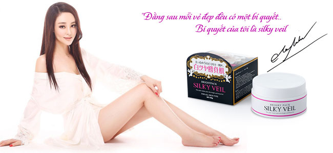 Kem dưỡng trắng da toàn thân silky veil bright pack nhật bản 2 trong 1 hộp 100g