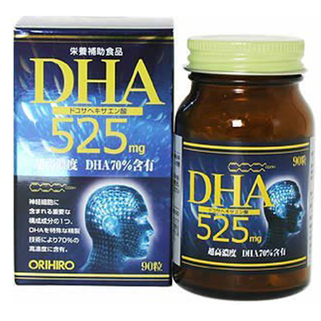 Viên uống bổ não, tăng cường trí nhớ nhật bản orihiro dha 525mg hộp 90 viên