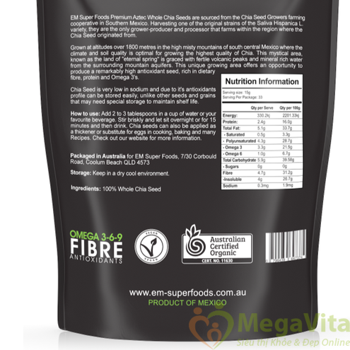 Hạt chia Úc hạt chia Úc black bag chia gói 500g