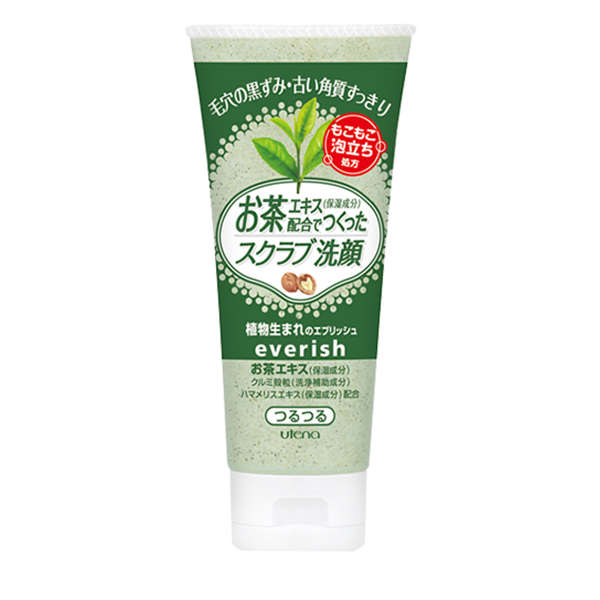 sữa rửa mặt tẩy tế bào chết trà xanh utena everish scrub wash 130g hình 1