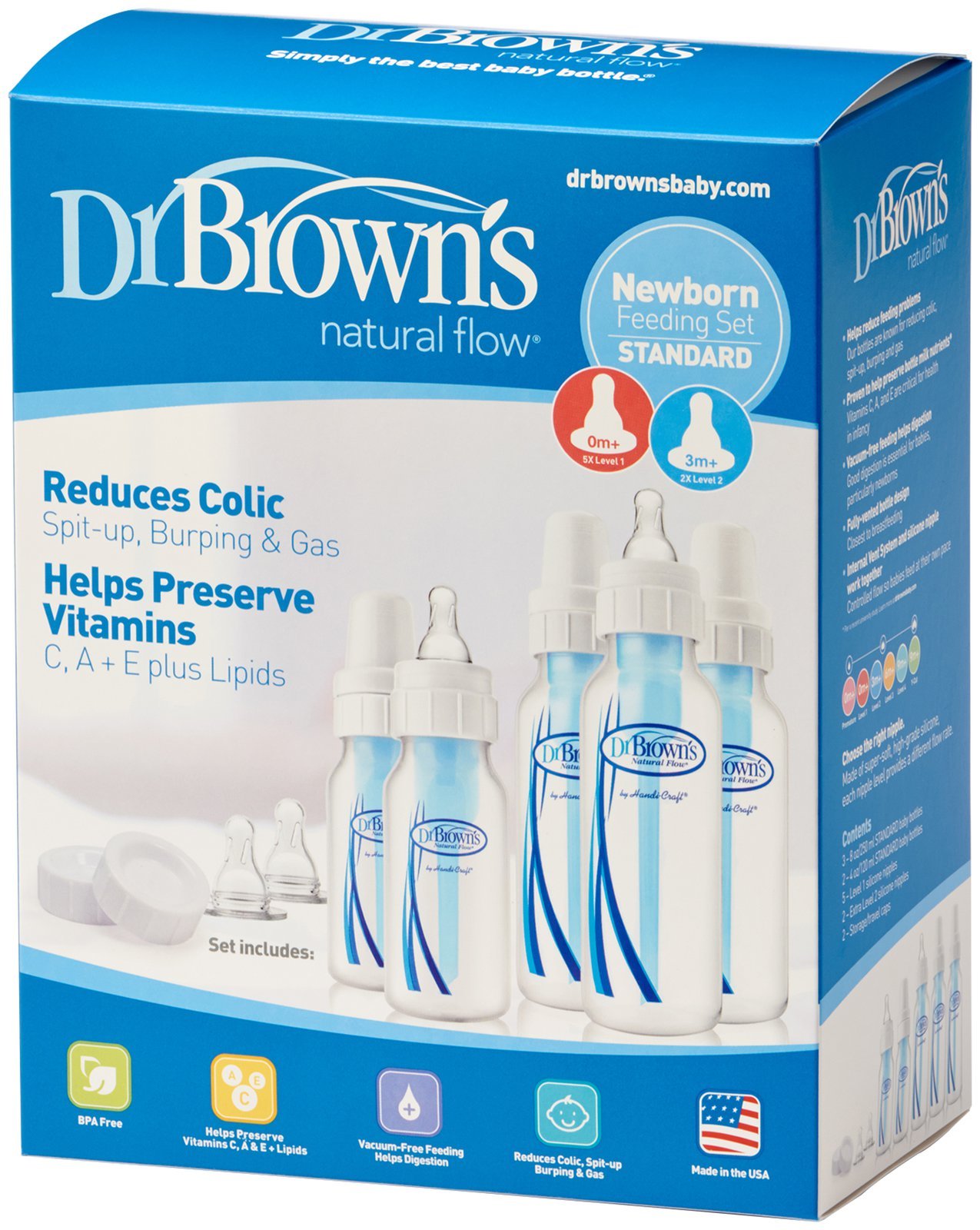 bộ 5 bình sữa dr browns cho trẻ sơ sinh của mỹ 250ml và 120ml hình 1