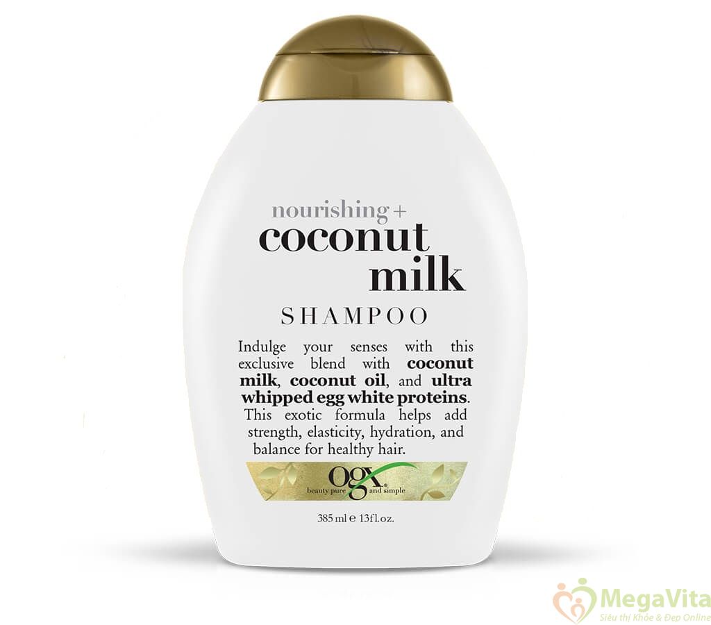 Dầu gội dưỡng mượt tóc chiết xuất sữa dừa và lòng trắng trứng OGX Nourishing and Coconut Milk Shampoo 385ml