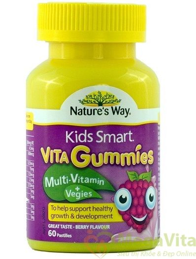 Kẹo dẻo bổ sung vitamin và rau củ Kids Smart Vita Gummies Multi Vitamin and Vegies vị dâu rừng hộp 60 viên hình 1