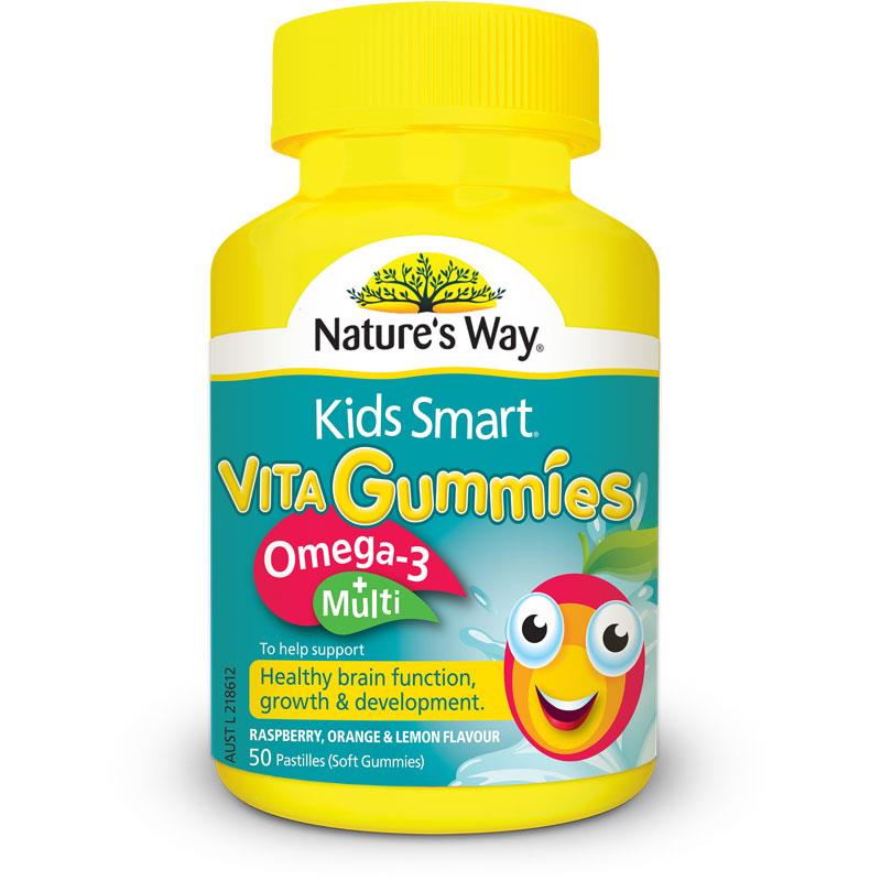 Kẹo dẻo bổ sung Omega-3 và vitamin cho bé 2 tuổi trở lên Kids Smart Vita Gummies Omega-3 and Multi hộp 50 viên hình 2