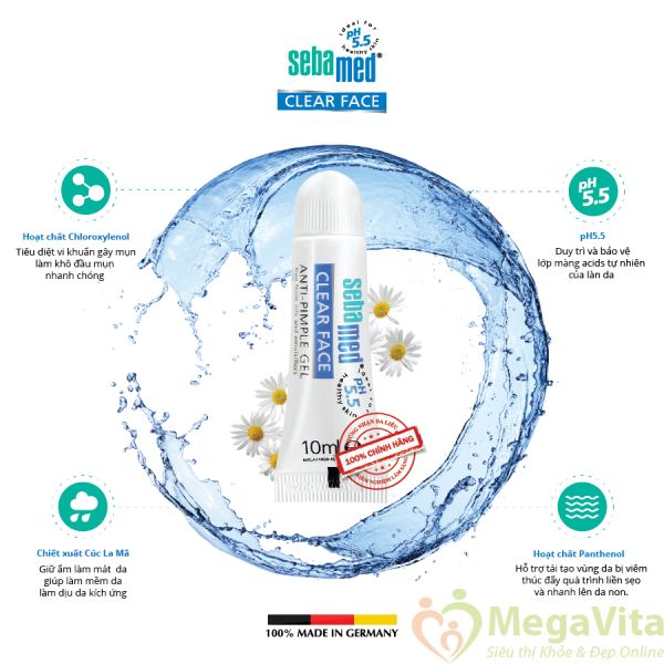 Gel trị mụn, giảm sưng viêm Sebamed Clear Face Anti Pimple Gel của Đức tuýp 10ml hình 2