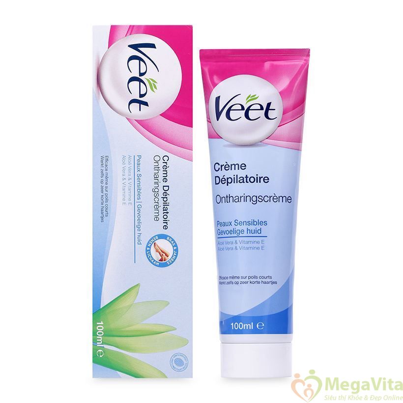 Kem tẩy lông Veet Lô hội và vitamin E cho da nhạy cảm của Pháp tuýp 100ml hình 7